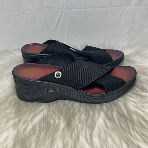 Bzees Desire Black Washable Stretch Wedge Sandals Sz 8 - Picture 4 of 6